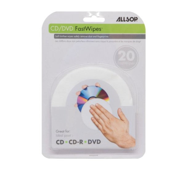 Allsop CD+R/RW DVD+R/RW Fast Wipes Cleaners Removes Dust Fingerprints Easy 2 Use