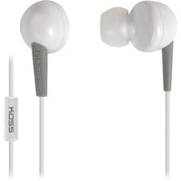 Koss White Stereo Earbuds Inline Mic and Remote 16-20kHz 4' Cord