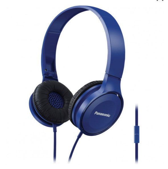 Panasonic Blue Lightweight Folding Travel Stereo Headphones Smartphone Remote