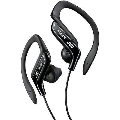 JVC Sports Splash Proof Water Resistant Black Earhook Stereo Earbuds 16-20K Hz