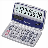 Casio Tiny 8 Digit Folding Solar Battery Silver Calculator for Pocket or Purse