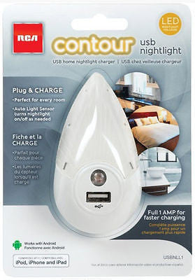 RCA LED Contour Auto Night Light White for Charging USB Devices
