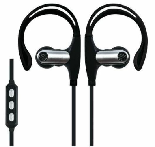Supersonic Black Bluetooth Stereo Earbuds with Mic Remote Secure Fit for Sports