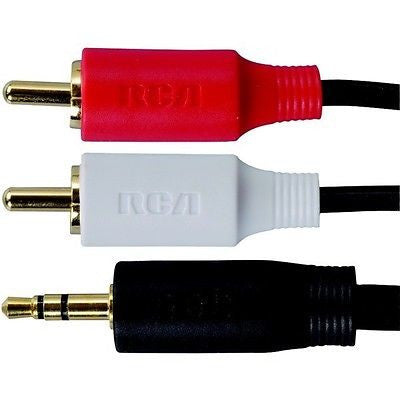 RCA Right Left Red White to 3.5mm 3 Foot Audio Cable Adapter