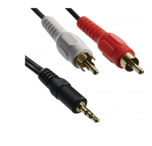 Axis 10Ft 3m Black Y Cable Gold 3.5mm Male Plug to Left Right RCA Phono Plugs