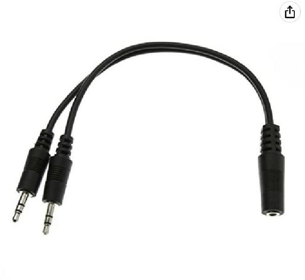 Axis 3.5mm Stereo Black Headphone Splitter Allowing Two Sources At Once