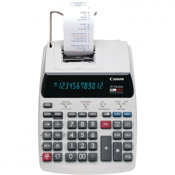 Canon 12 Digit Desktop 2 Color Printing Calculator 120V AC Tax Time Clock Date