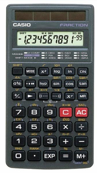 Casio Scientific Solar Calculator for School Fractions Algebra Trig Statistics Black or Pink