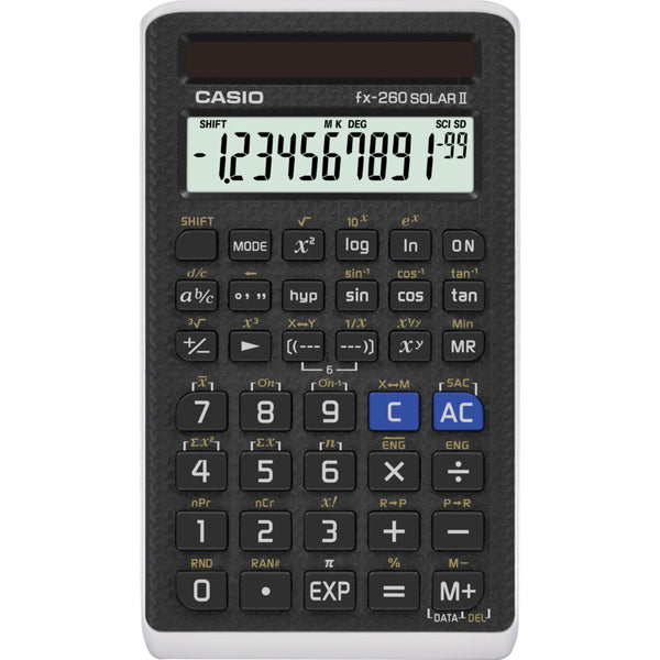 Casio Scientific Solar Calculator for School Algebra Trig Statistics White Case Black Calculator