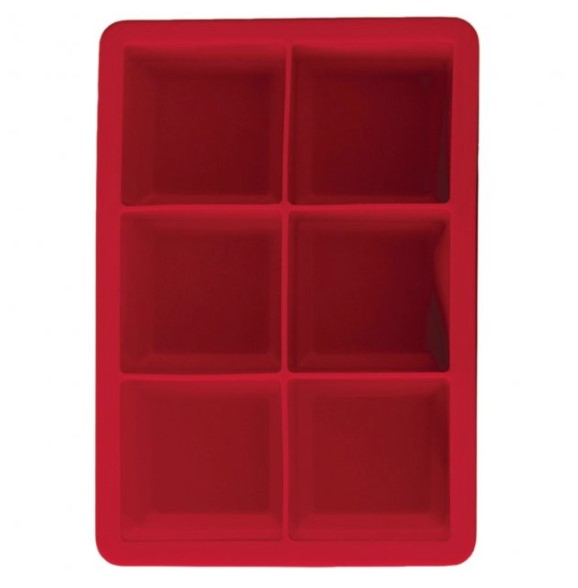 Houdini Red Silicone Ice Cube Tray Six Large Slow Melt Cubes for Cocktails