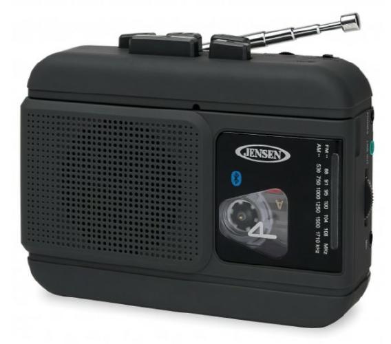 Jensen AM FM Cassette Player Bluetooth Connectivity and Earbuds