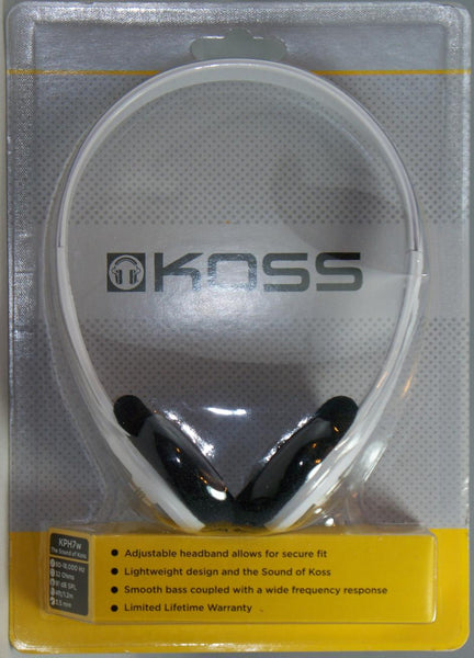 Koss White Lightweight Portable Stereo Headphones 80Hz-15KHz