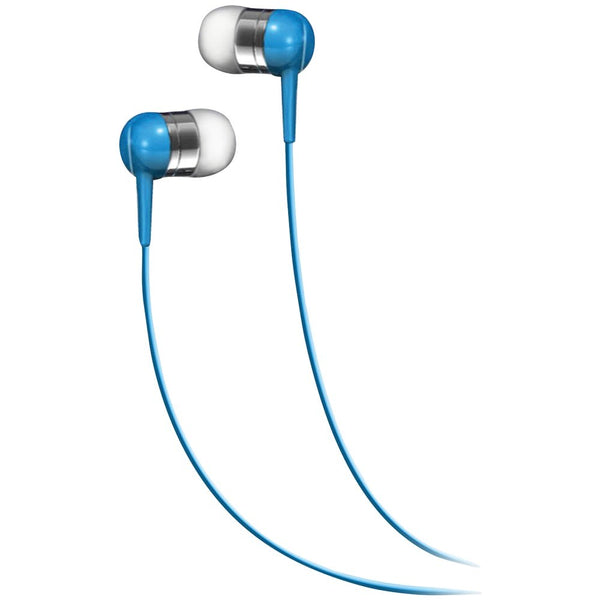 Maxell Blue Bass Metallic Stereo Earbuds with Microphone and Volume Control NEW