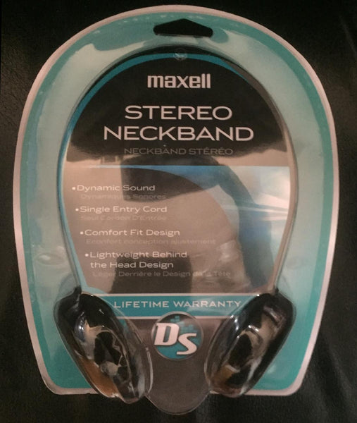 Maxell Black Corded Neckband Behind The Head Headphones 20-22K Hz Single Cord