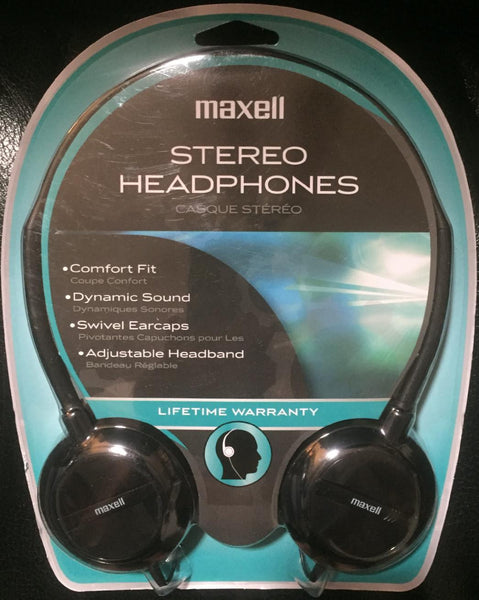 Maxell All Black Lightweight Adjustable Headband Headphones with Swivel Earcaps