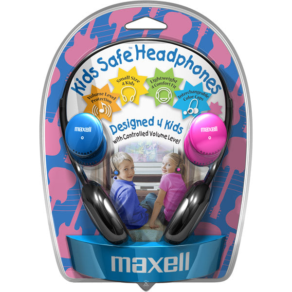 Maxell Kids Safe Headphones Pink and Blue End Caps Included in Factory Packaging