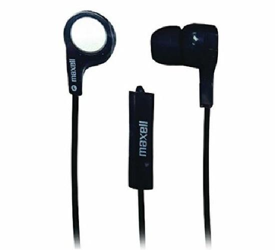 Maxell Black Enhanced Bass 13 Stereo Earbuds with Microphone Noise Isolating