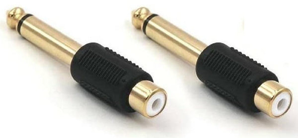 MultiComp Pro RCA Female to 1/4" Male Adapter Gold Connectors Adapter PAIR