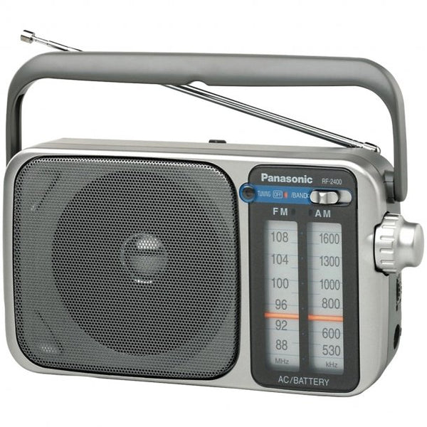 Panasonic AM FM Portable Table Radio Silver AC Battery 10cm Speaker Glowing Dial