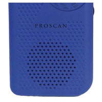 ProScan AM FM Compact Portable Radio Blue with Speaker and Headphone Jack