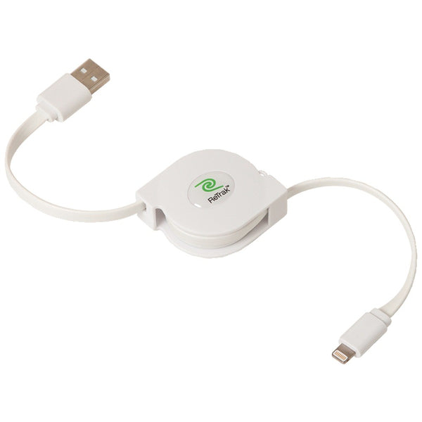 Retrak Essential Retractable Charge Sync Cable for iPhone Lightning to USB White