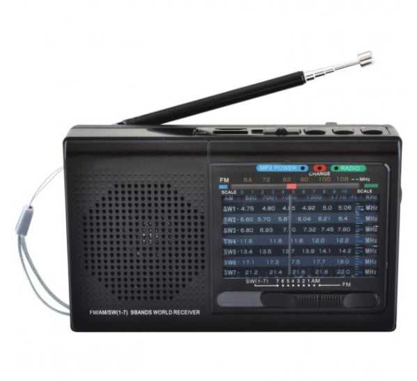 SuperSonic AM FM Shortwave Radio with Bluetooth and SD Card and USB Input Black