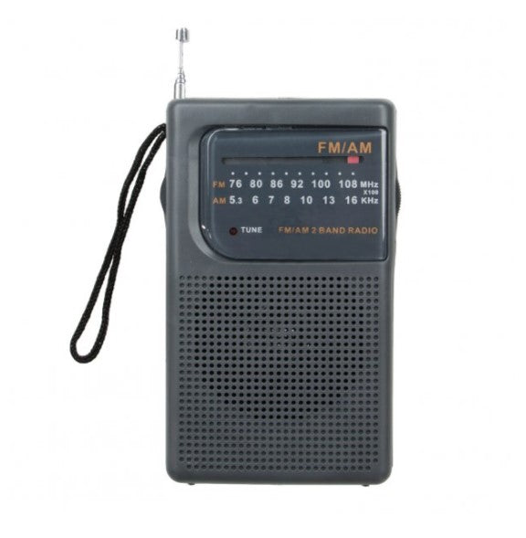 Supersonic AM FM Pocket Radio Black Handstrap Earphone Jack Battery Operated
