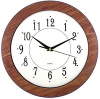 Timekeeper 12" Diameter Brown Faux Wood Wall Clock Hour Min Sec